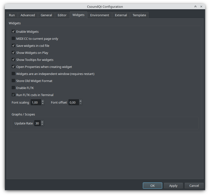 widgets tab